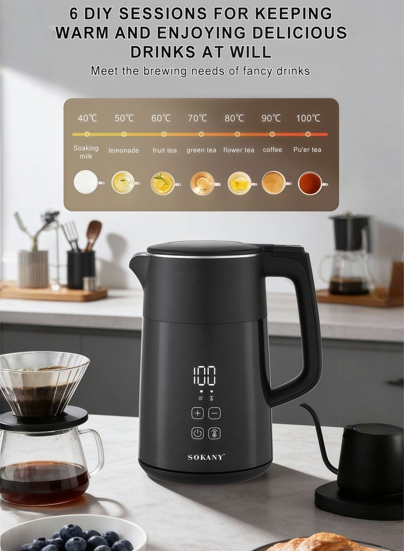 sokany Electric Kettle with Temperature Control and Wifi, 1.7L Heater Lnstant Hot Water Boiler, Coffee Tea Kettle, Keep Warm 8hr, Auto Shut- Off, Digital Display - Image 2